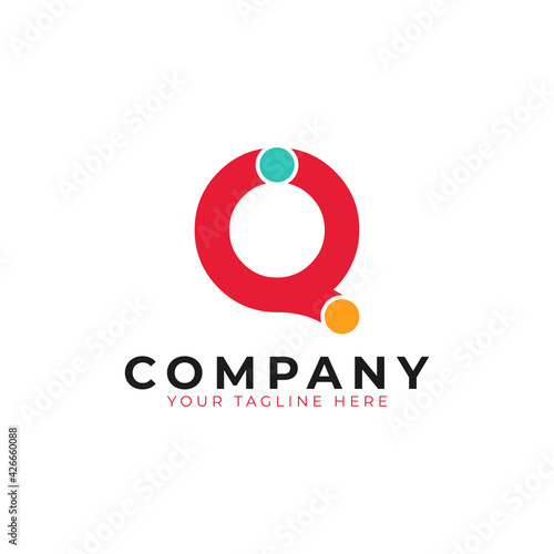 Creative Abstract Initial Letter Q Logo. Colorful Rounded Line with Dots. Usable for Business and Branding Logos. Flat Vector Logo Design Ideas Template Element. Eps10 Vector