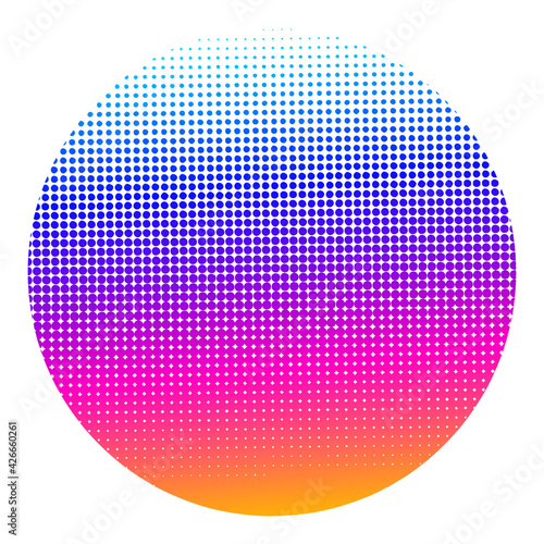 Vector 80s Retro Style Striped Shape. Art Bright attractive style logo template. Minimal vaporwave synthwave style background. Neon circle with pink and blue. Synthwave Vector illustration EPS10