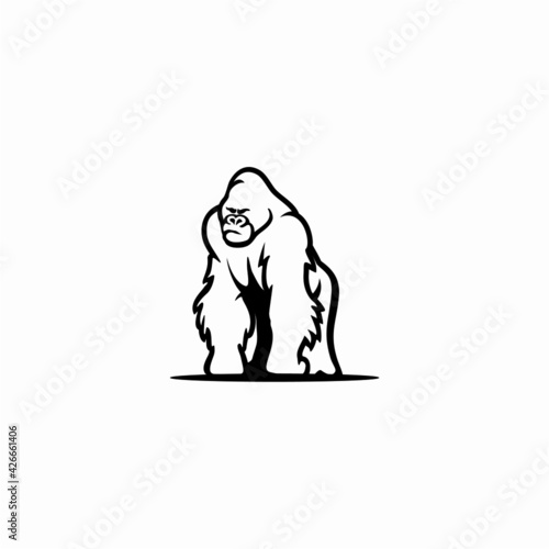 vector gorilla silhouette  simple  minimalist  icon logo template 