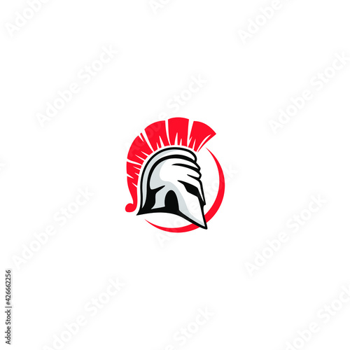 helmet of the Spartan warrior symbol, emblem. 
gladiator armor logo, Greek warrior flat vector icon