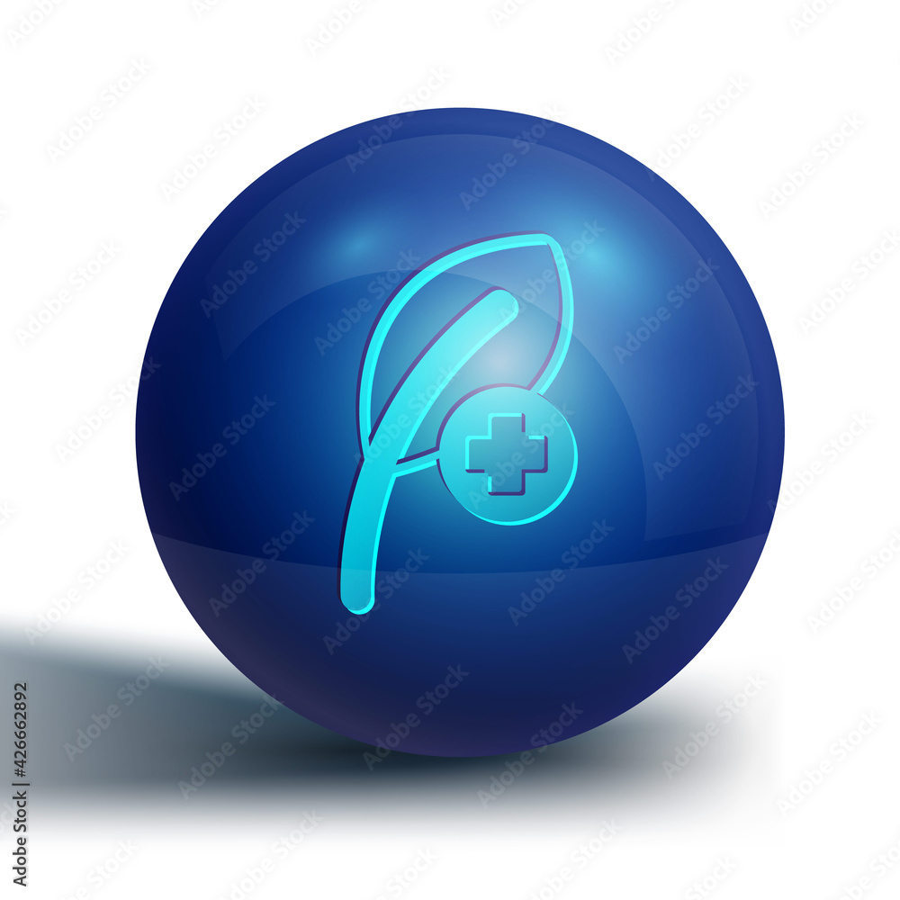 Blue Leaf icon isolated on white background. Leaves sign. Fresh natural product symbol. Blue circle button. Vector Blue Leaf icon isolated on white background. Leaves sign. Fresh natural product symbol. Blue circle button. Vector