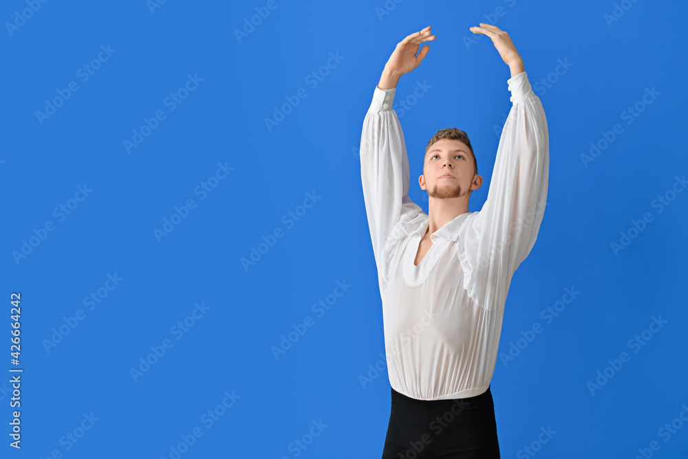 Young ballet dancer on color background Young ballet dancer on color background