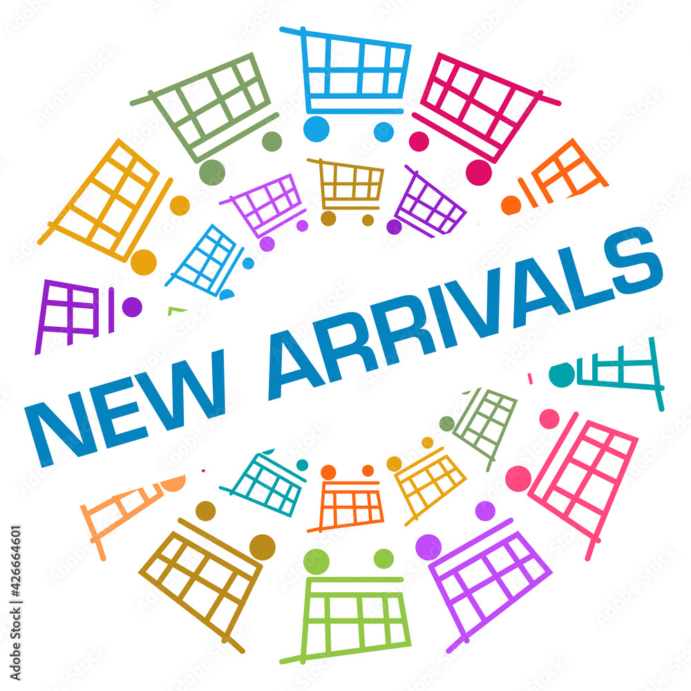 New Arrivals Colorful Shopping Cart Circular Badge Style 