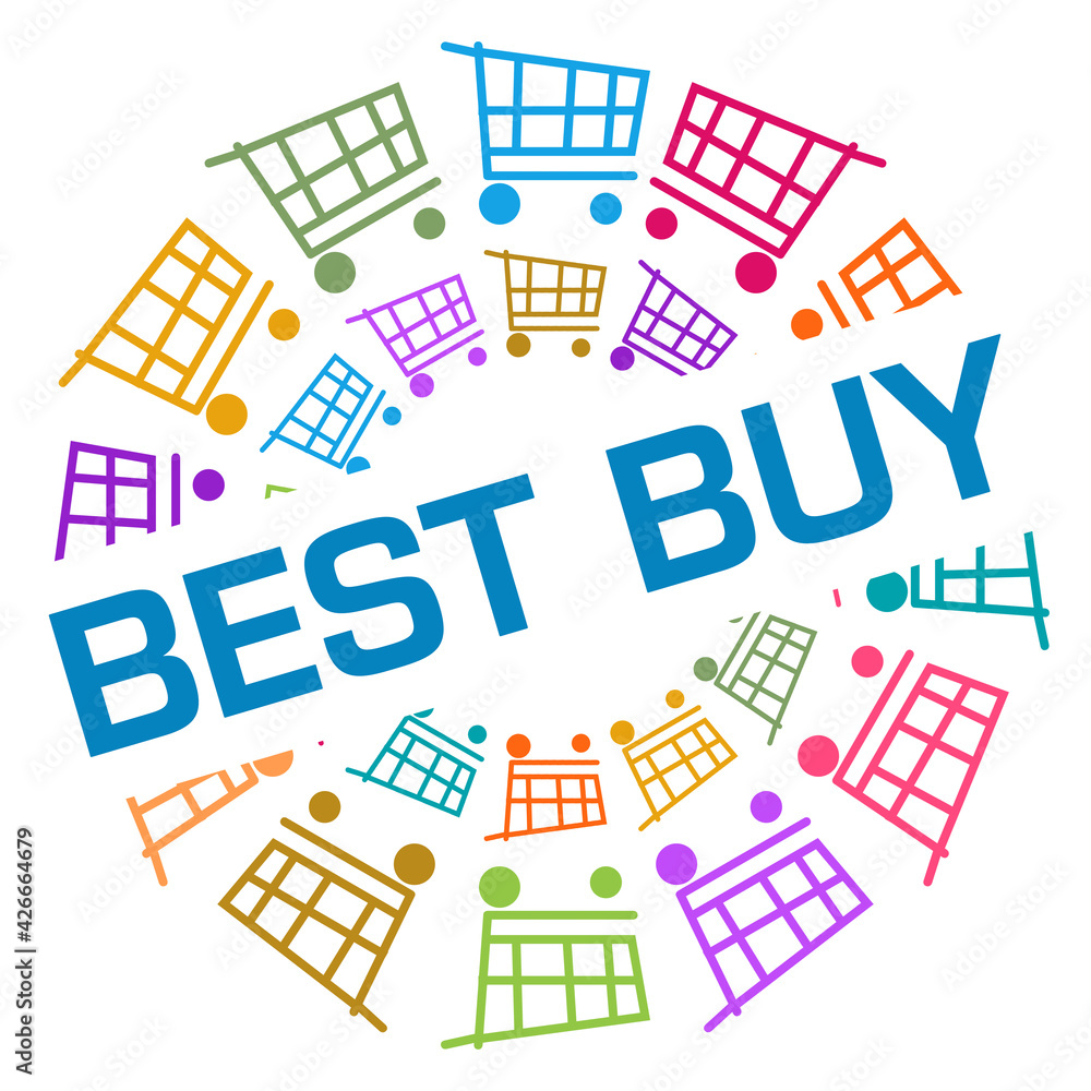 Best Buy Colorful Shopping Cart Circular Badge Style 
