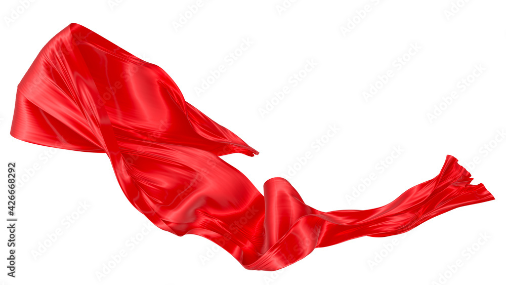 Beautiful flowing fabric of red wavy silk or satin. 3d rendering image. Beautiful flowing fabric of red wavy silk or satin. 3d rendering image.
