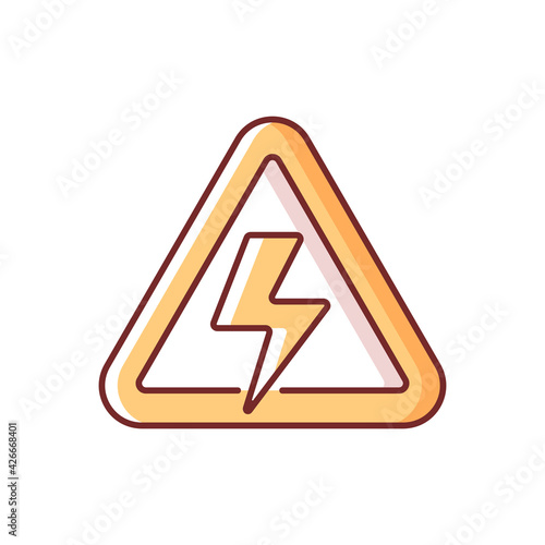 Free Download High voltage RGB color icon. Precaution for power outage. Danger label for electricity supply. Industrial manufacture. Fire safety regulation. Hazard prevention. Isolated vector illustration - GFXLoad
