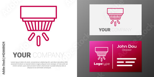 Logotype line Smoke alarm system icon isolated on white background. Smoke detector. Logo design template element. Vector