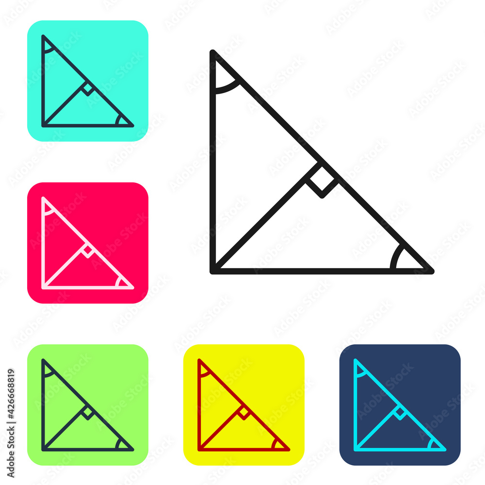 Black line Angle bisector of a triangle icon isolated on white background. Set icons in color square buttons. Vector Black line Angle bisector of a triangle icon isolated on white background. Set icons in color square buttons. Vector