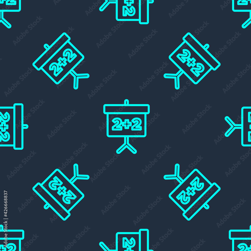 Green line Chalkboard icon isolated seamless pattern on blue background. School Blackboard sign. Vector Green line Chalkboard icon isolated seamless pattern on blue background. School Blackboard sign. Vector