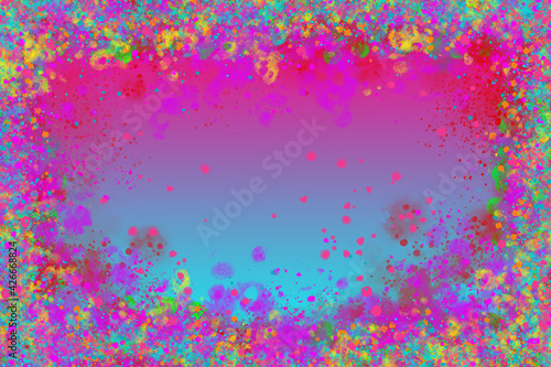 An abstract neon splatter border background image.