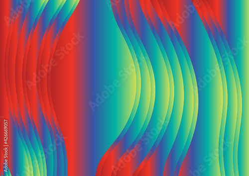 Abstract Red Yellow and Blue Vertical Wavy Background Graphic
