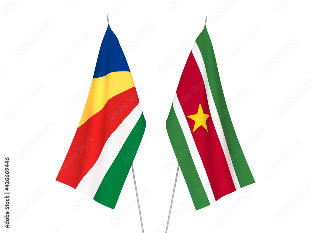Seychelles and Suriname flags Seychelles and Suriname flags