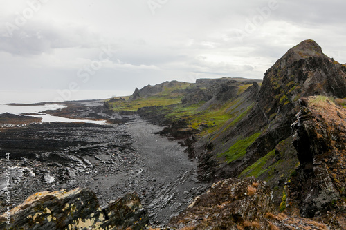 Picturesque coast of the Barents Sea on the Kola Peninsula, Russia. 