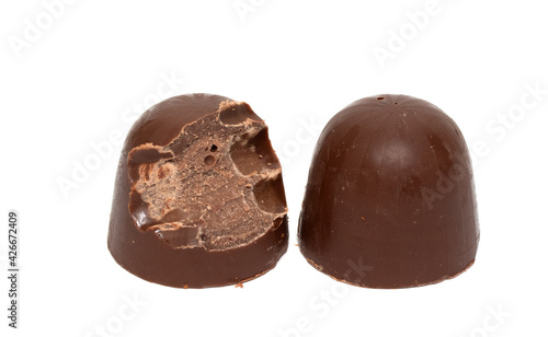 chocolate candies on white isolated background