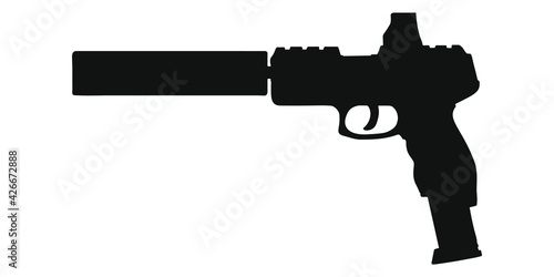 Pistol with silencer silhouette 