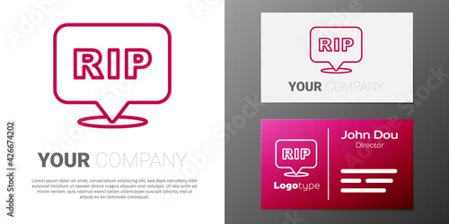 Logotype line Speech bubble rip death icon isolated on white background. Logo design template element. Vector