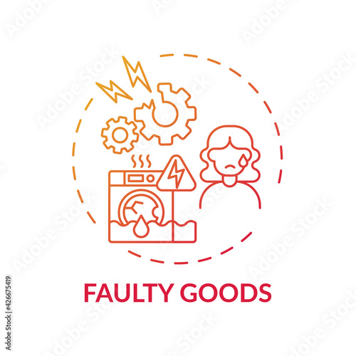 Faulty goods concept icon. Consumer rights violation claim idea thin line illustration. Customer services. Right to reject. Returning for exchange. Vector isolated outline RGB color drawing