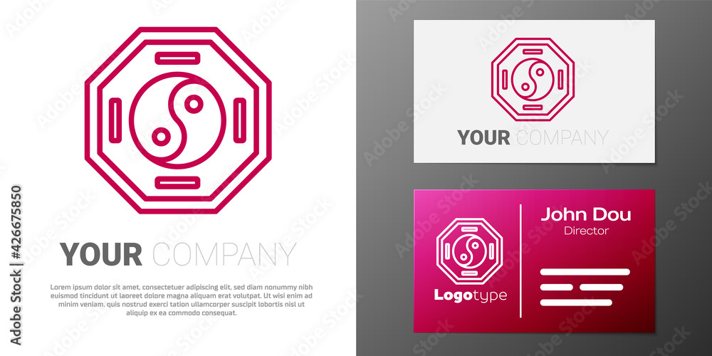 Logotype line Yin Yang symbol of harmony and balance icon isolated on ...