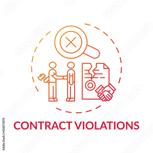 Contract violations concept icon. Consumer claim idea thin line illustration. Prejudice to consumer interests. Unfair contract terms. Customer legislation. Vector isolated outline RGB color drawing