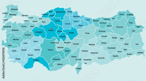 Doodle freehand drawing Turkey political map with major cities. Vector illustration. photo