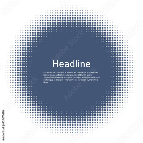 Design elements symbol Editable color halftone frame dot circle pattern on white background. Vector illustration eps 10 frame with black random dots. Round border Icon using halftone circle dots textu