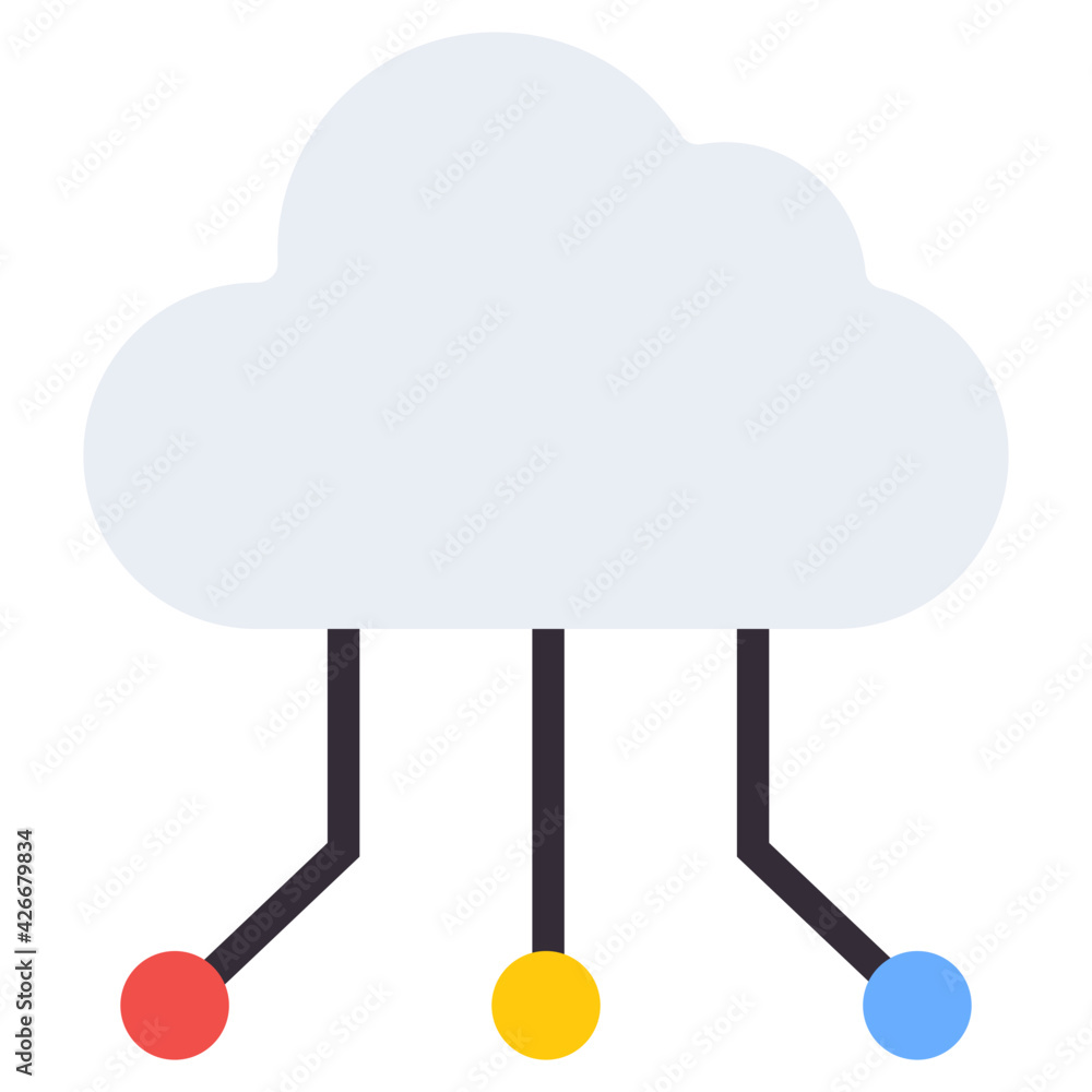 A flat design, icon of cloud network A flat design, icon of cloud network