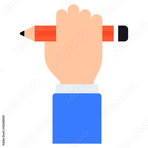 
Hand holding pencil, icon of education power

