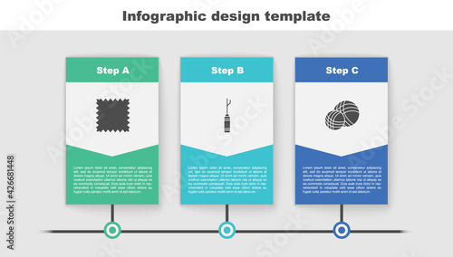 Set Leather, Awl tool and Yarn ball. Business infographic template. Vector