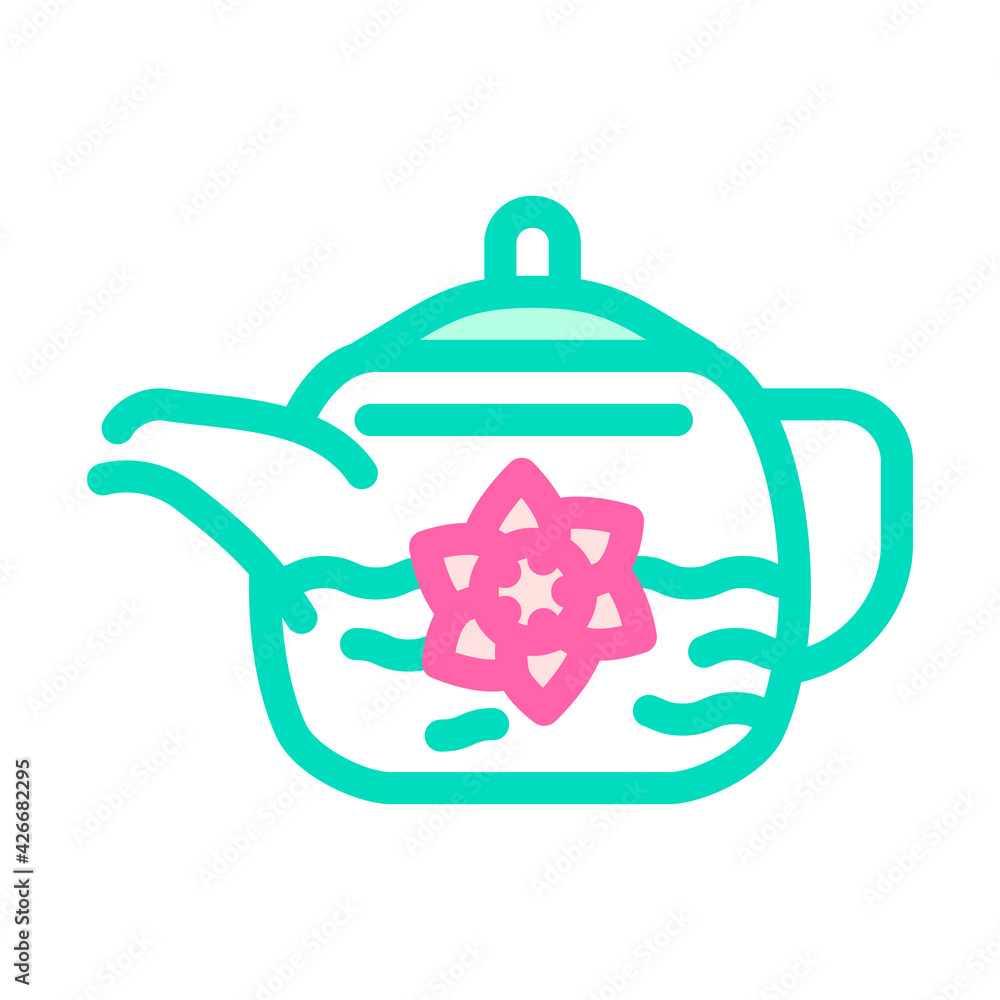 Obraz premium flower tea color icon vector. flower tea sign. isolated symbol illustration