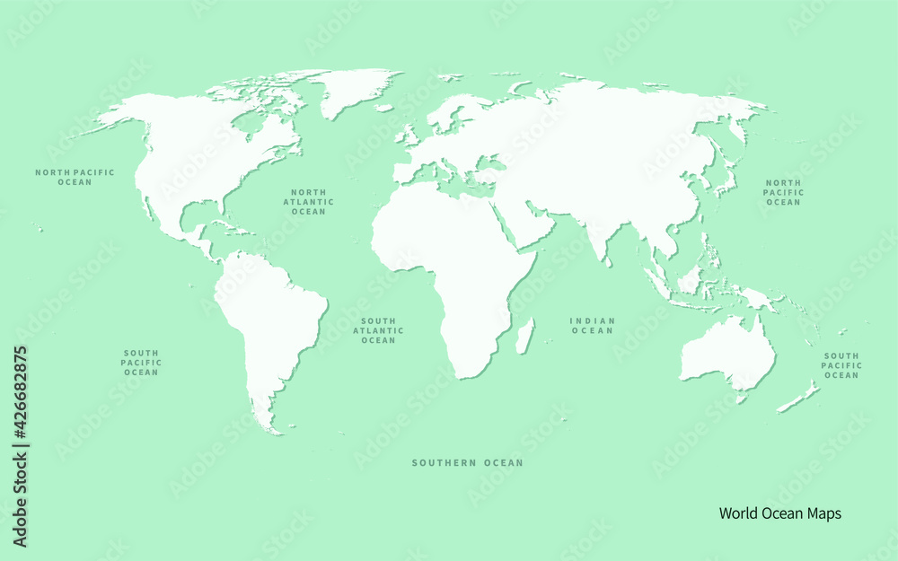 World ocean map vector. world map. Educational map.