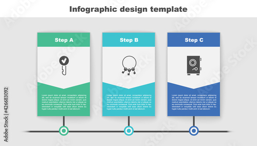 Set Key, Bunch of keys and Safe. Business infographic template. Vector