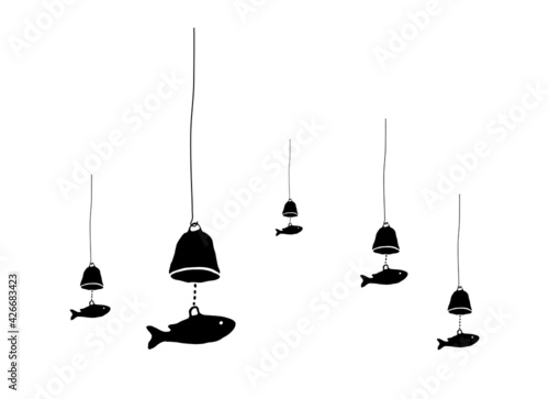 Asian wind bell vector.  photo