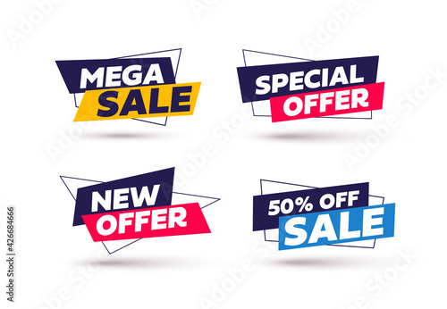 Abstract geometric sale banners. Set of trendy shapes for commercial design. Vector illustration