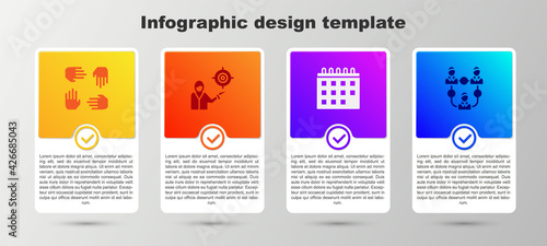 Set Project team base, Marketing target strategy, Calendar and . Business infographic template. Vector