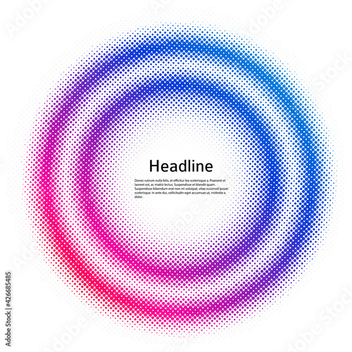 Design elements symbol Editable color halftone frame dot circle pattern on white background. Vector illustration eps 10 frame with black random dots. Round border Icon using halftone circle dots textu