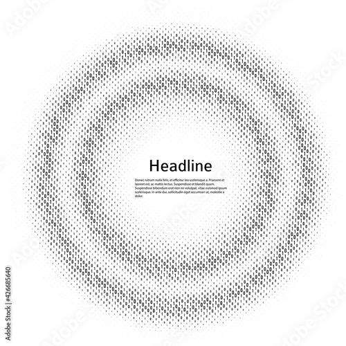 Design elements symbol Editable color halftone frame dot circle pattern on white background. Vector illustration eps 10 frame with black random dots. Round border Icon using halftone circle dots textu