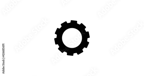 Gear set. Black gear wheel icons on white background. Alpha Luma Matte included. 4k video