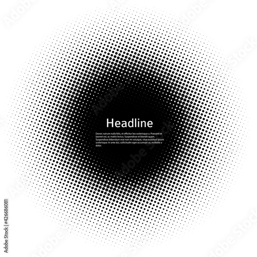 Design elements symbol Editable color halftone frame dot circle pattern on white background. Vector illustration eps 10 frame with black random dots. Round border Icon using halftone circle dots textu