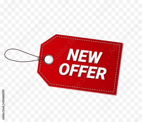 Red tag isolated. Offer label. Vector illustration