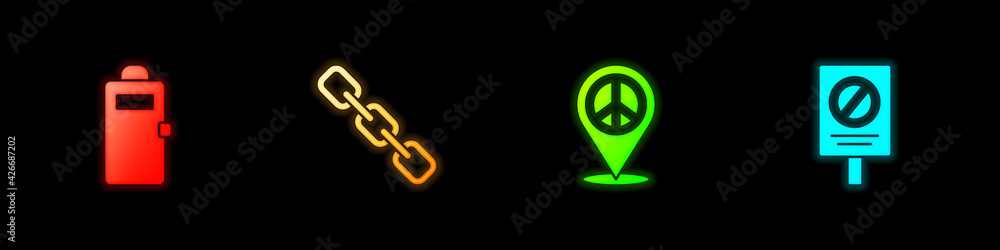 Set Police assault shield, Chain link, Location peace and Protest icon. Vector Set Police assault shield, Chain link, Location peace and Protest icon. Vector