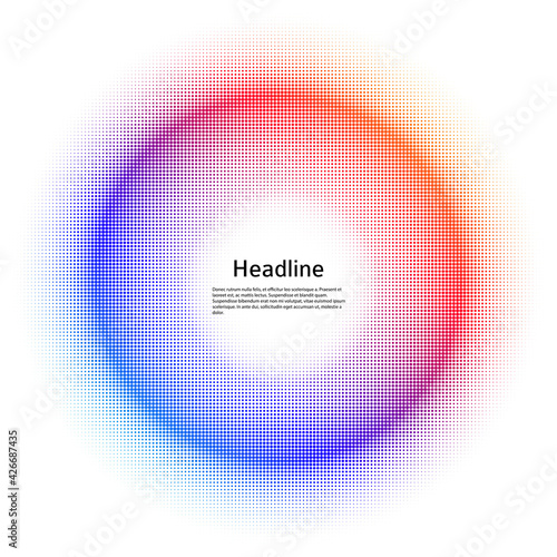 Design elements symbol Editable color halftone frame dot circle pattern on white background. Vector illustration eps 10 frame with black random dots. Round border Icon using halftone circle dots textu