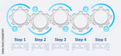 Simple circle steps vector infographic template. Empty presentation design elements with text space. Data visualization with 5 steps. Process timeline chart. Workflow layout with copyspace