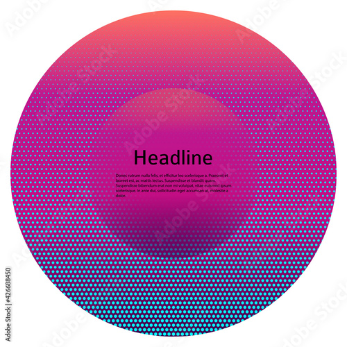 Vector 80s Retro Style Striped Shape. Art Bright attractive style logo template. Minimal vaporwave synthwave style background. Neon circle with pink and blue. Synthwave Vector illustration EPS10
