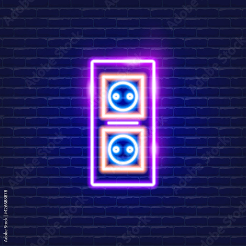 Electric socket neon icon. Electricity concept. Vector illustration for design.