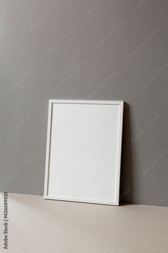 Art Mockup White Frame Portrait Dark background Art Mockup White Frame Portrait Dark background