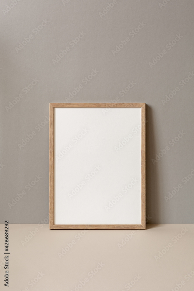 Art Mockup Wooden Frame Portrait Dark Background Art Mockup Wooden Frame Portrait Dark Background