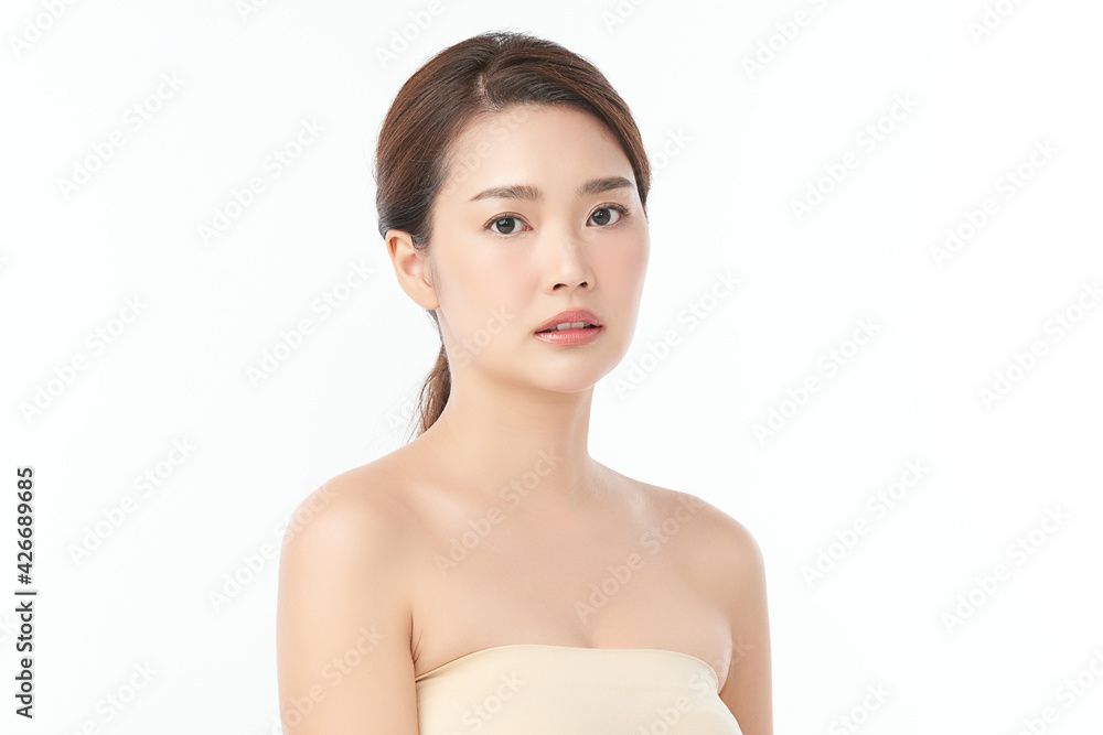 Beautiful young asian woman with clean fresh skin on white background, Face care, Facial treatment, Cosmetology, beauty and spa, Asian women portrait Beautiful young asian woman with clean fresh skin on white background, Face care, Facial treatment, Cosmetology, beauty and spa, Asian women portrait