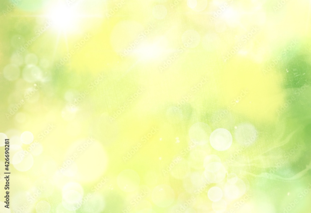 spring background - abstract banner - green blurred bokeh lights
