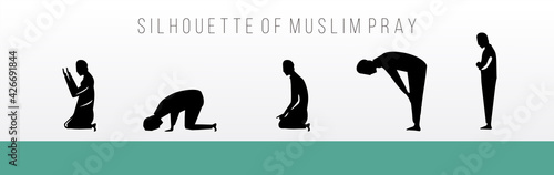 Illustration graphic vector of Muslim Prayer, vector of salat position, moslem man vector, Islamic man praying Muslim Prayer, vector illustration.