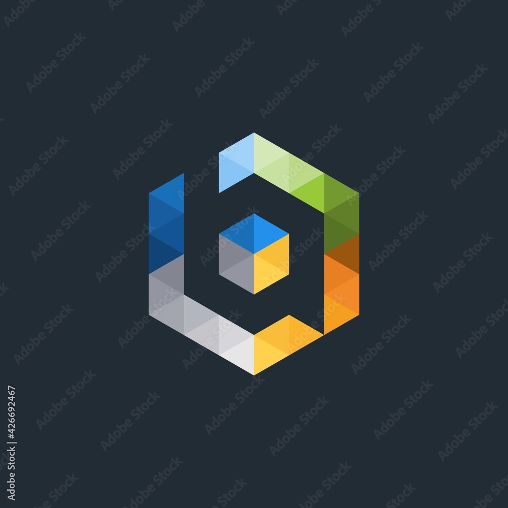 Modern colorful hexagon logo design element. letter BA logo template Modern colorful hexagon logo design element. letter BA logo template